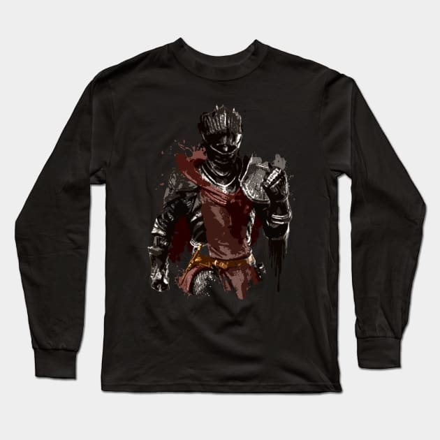 Red Knight Splatter Long Sleeve T-Shirt by 666hughes